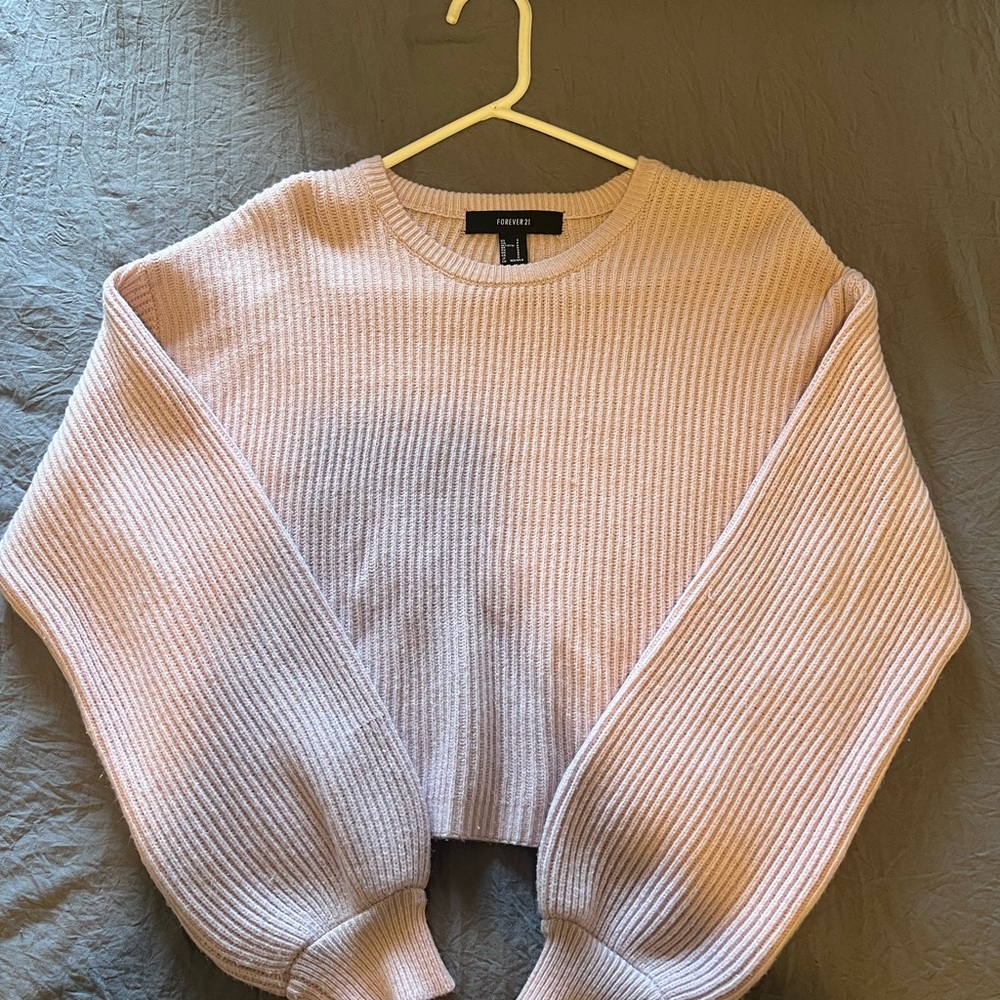 Forever 21 Pink Crew Neck Ribbed Sweater